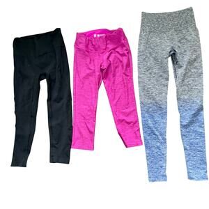 Athleta & New Balance Leggings Lot of 3 Size Small Pink Black Gray AS IS